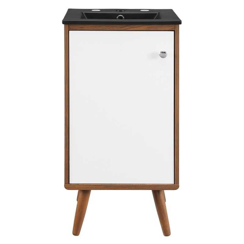 Pemberly Row Wood Bathroom Vanity with Ceramic Sink in Walnut/White Finish