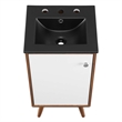 Pemberly Row Wood Bathroom Vanity with Ceramic Sink in Walnut/White Finish
