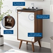 Pemberly Row Wood Bathroom Vanity with Ceramic Sink in Walnut/White Finish