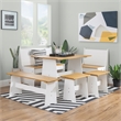 Pemberly Row Two-Tone Backless Pine Bench in White and Natural Finish