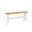 Pemberly Row Two-Tone Backless Pine Bench in White and Natural Finish