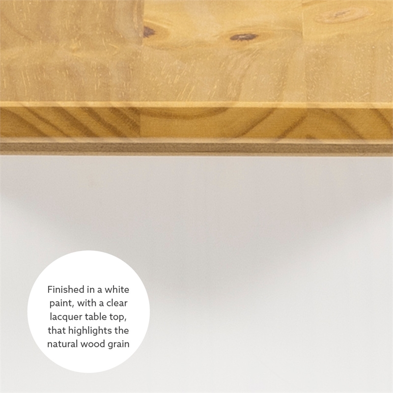 Pemberly Row Two-Tone Backless Pine Bench in White and Natural Finish