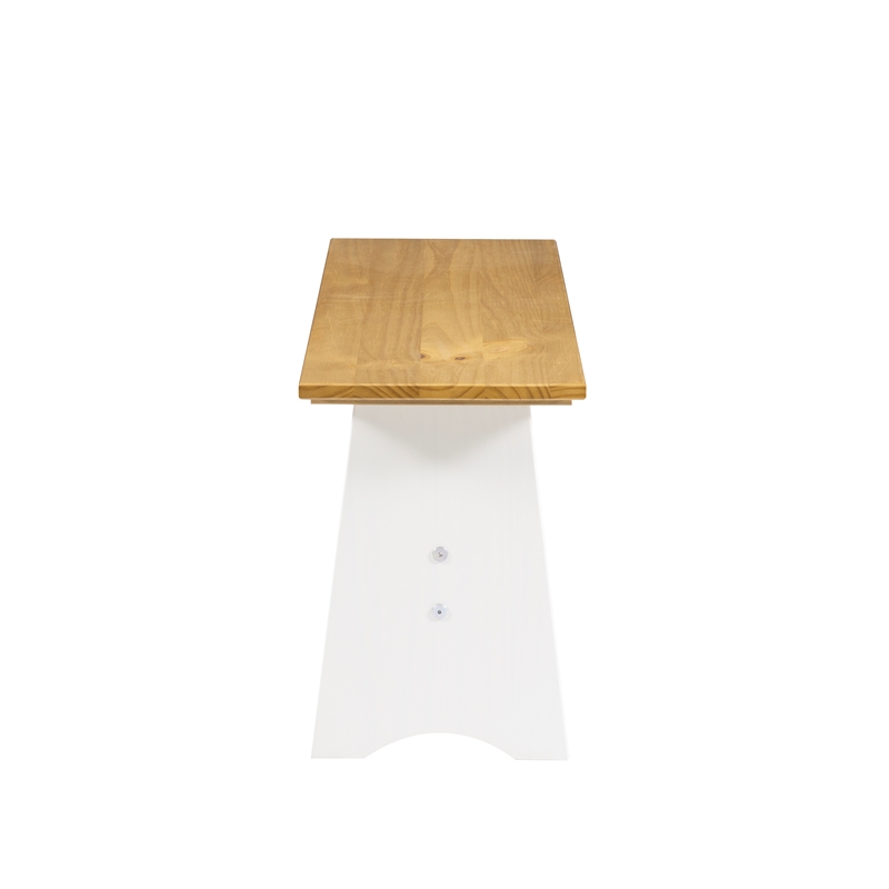 Pemberly Row Two-Tone Backless Pine Bench in White and Natural Finish