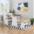 Pemberly Row Two-Tone Backless Pine Bench in White and Natural Finish