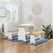 Pemberly Row Two-Tone Backless Pine Bench in White and Natural Finish
