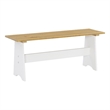 Pemberly Row Two-Tone Backless Pine Bench in White and Natural Finish