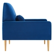 Pemberly Row Navy Velvet Armchair with Gold Stainless Steel Base