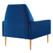Pemberly Row Navy Velvet Armchair with Gold Stainless Steel Base