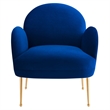 Pemberly Row Velvet Armchair with Gold Legs in Navy Blue