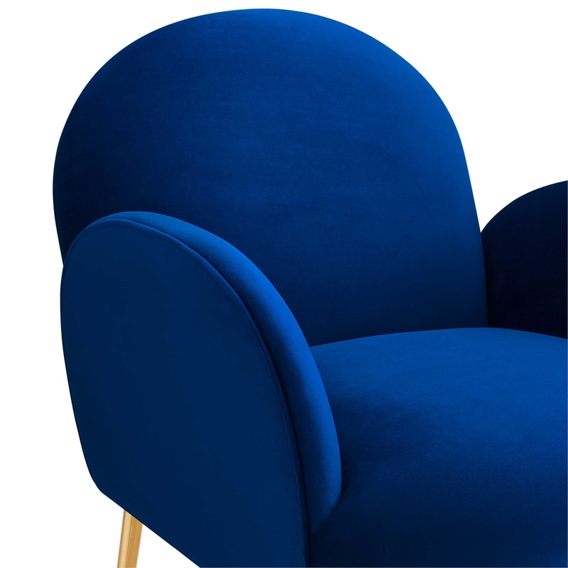 Pemberly Row Velvet Armchair with Gold Legs in Navy Blue