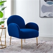 Pemberly Row Velvet Armchair with Gold Legs in Navy Blue