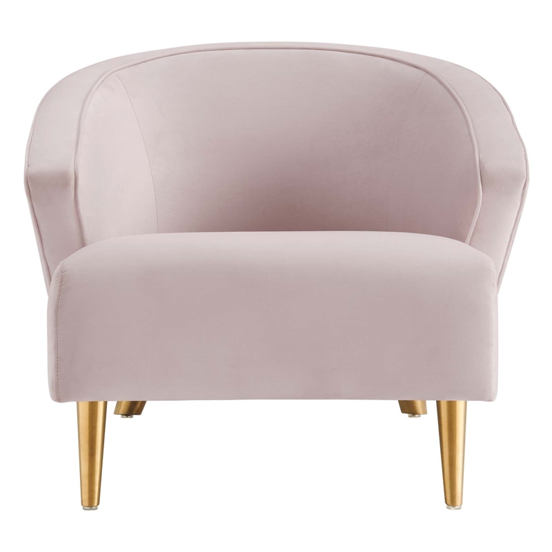 Pemberly Row Velvet Armchair with Gold Legs in Pink