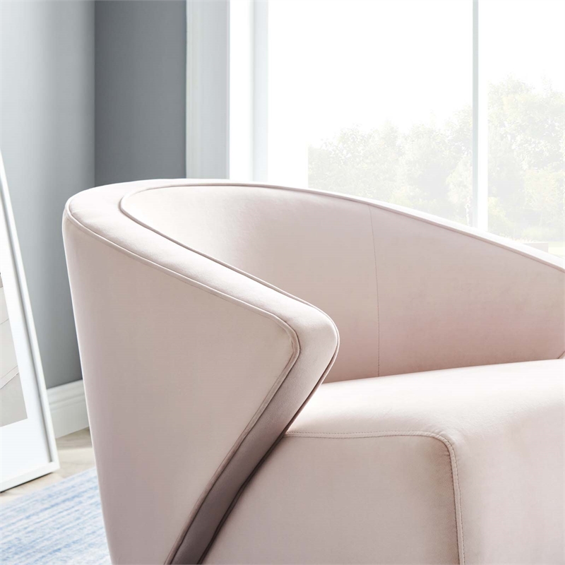 Pemberly Row Velvet Armchair with Gold Legs in Pink