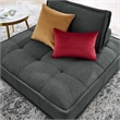 Pemberly Row Tufted Fabric Armless Chair with Wood Legs in Gray
