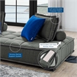 Pemberly Row Tufted Fabric Armless Chair with Wood Legs in Gray