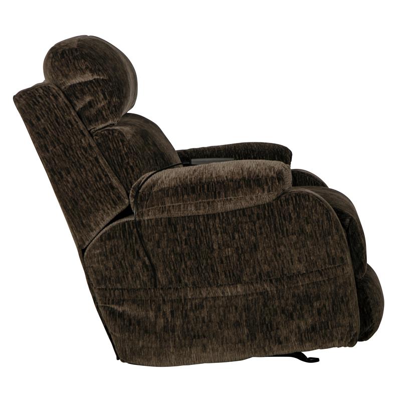 Pemberly Row Power Rocker Recliner with Heat & Massage in Brown Polyester