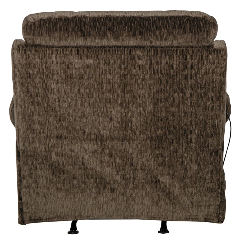 Pemberly Row Power Rocker Recliner with Heat & Massage in Brown Polyester