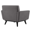 Pemberly Row Channel Tufted Velvet Armchair in Gray with Rubberwood Legs