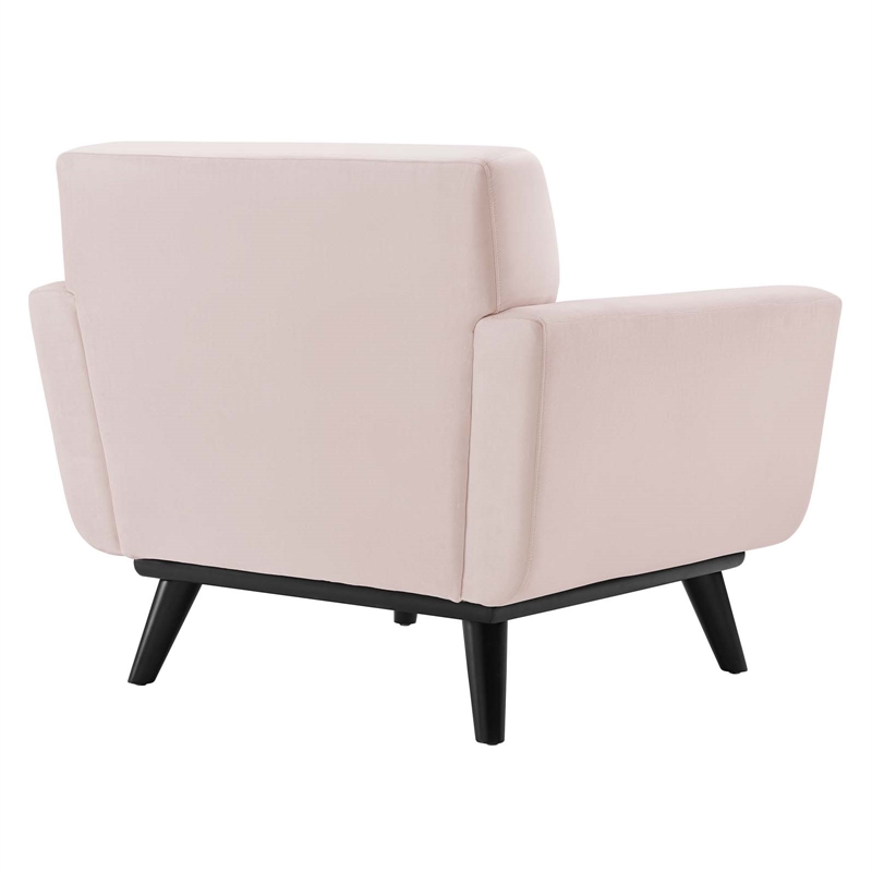 Pemberly Row Channel Tufted Velvet Armchair in Pink Upholstery