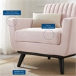 Pemberly Row Channel Tufted Velvet Armchair in Pink Upholstery