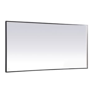 Pemberly Row 36x72&quot LED Aluminum Mirror with Touch Sensor in Black