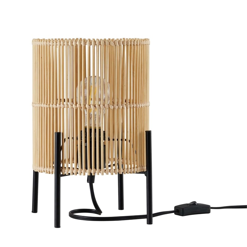 Pemberly Row Modern Bamboo and Metal Table Lamp in Natural Finish