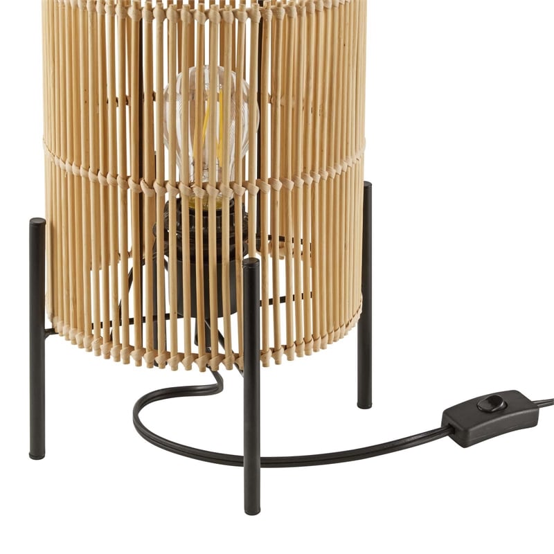 Pemberly Row Modern Bamboo and Metal Table Lamp in Natural Finish