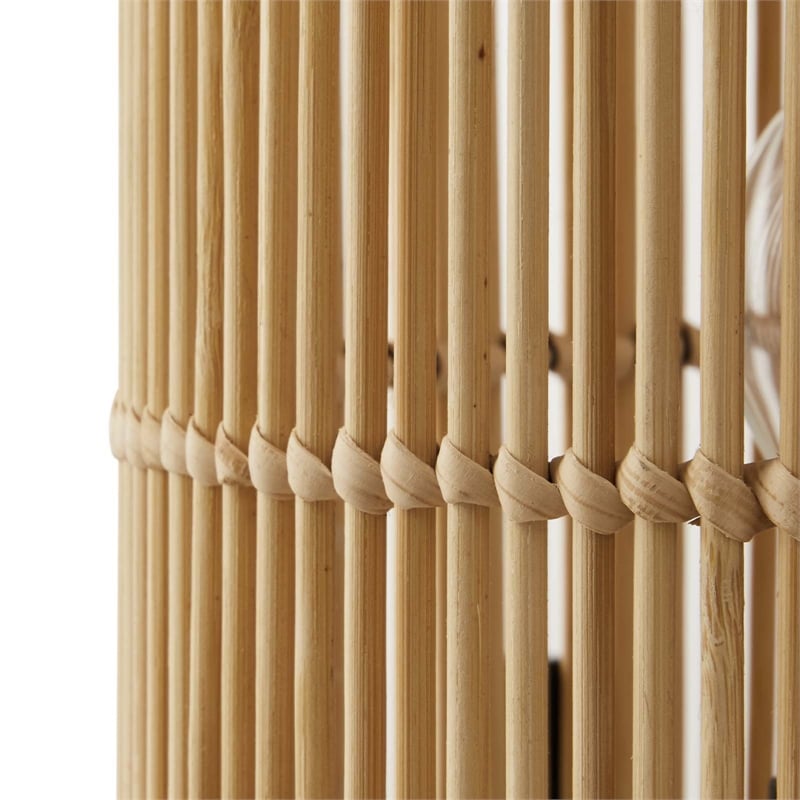 Pemberly Row Modern Bamboo and Metal Table Lamp in Natural Finish