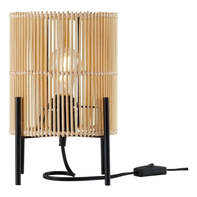 Pemberly Row Modern Bamboo and Metal Table Lamp in Natural Finish