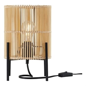 Pemberly Row Modern Bamboo and Metal Table Lamp in Natural Finish
