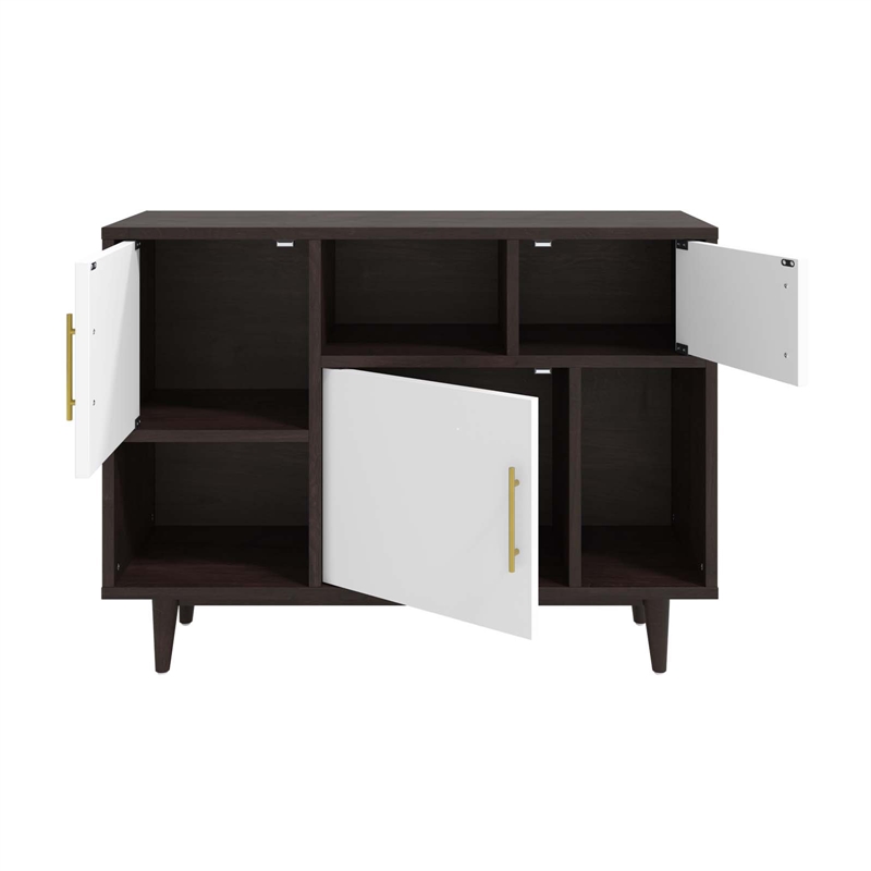 Pemberly Row Wood and Metal Display Stand in Cappuccino and White