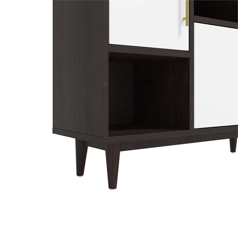 Pemberly Row Wood and Metal Display Stand in Cappuccino and White