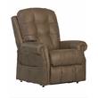 Pemberly Row Power Lift Recliner with Heat and Massage in Brown Fabric