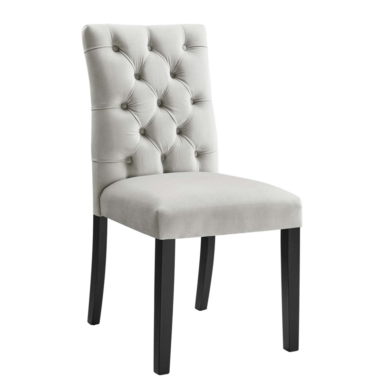 Pemberly Row 21 in Velvet Dining Chairs in Light Gray (Set of 2)