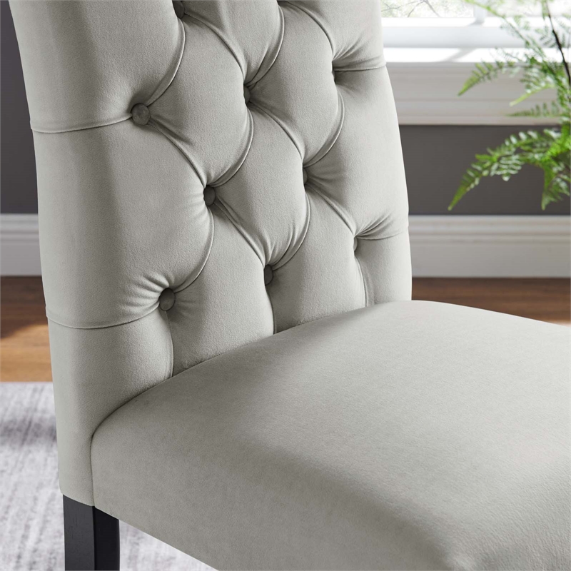 Pemberly Row 21 in Velvet Dining Chairs in Light Gray (Set of 2)
