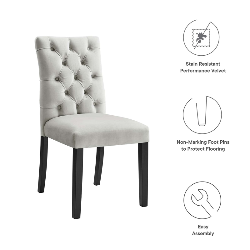 Pemberly Row 21 in Velvet Dining Chairs in Light Gray (Set of 2)