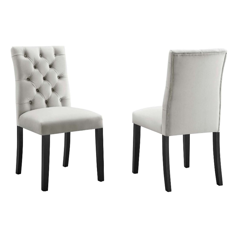 Pemberly Row 21 in Velvet Dining Chairs in Light Gray (Set of 2)