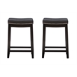 Pemberly Row Set of 2 Counter Stools with Black Faux Leather Seats