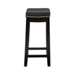 Pemberly Row Set of 2 Counter Stools with Black Faux Leather Seats