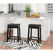 Pemberly Row Set of 2 Counter Stools with Black Faux Leather Seats