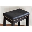 Pemberly Row Set of 2 Counter Stools with Black Faux Leather Seats