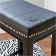 Pemberly Row Set of 2 Counter Stools with Black Faux Leather Seats