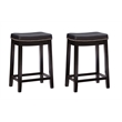 Pemberly Row Set of 2 Counter Stools with Black Faux Leather Seats