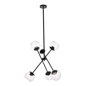 Pemberly Row 6-Light Modern Metal Pendant with Clear Glass Shades
