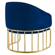 Pemberly Row Retro Modern Velvet Armchair with Gold Base in Navy
