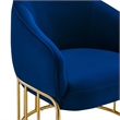 Pemberly Row Retro Modern Velvet Armchair with Gold Base in Navy