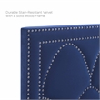 Pemberly Row Modern Velvet Twin Headboard in Navy with Nailhead Detail