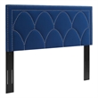 Pemberly Row Modern Velvet Twin Headboard in Navy with Nailhead Detail