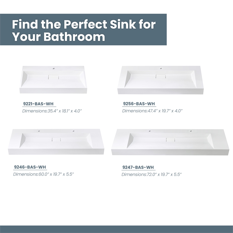 Pemberly Row 72 in Console Bathroom Sink in White Composite Granite