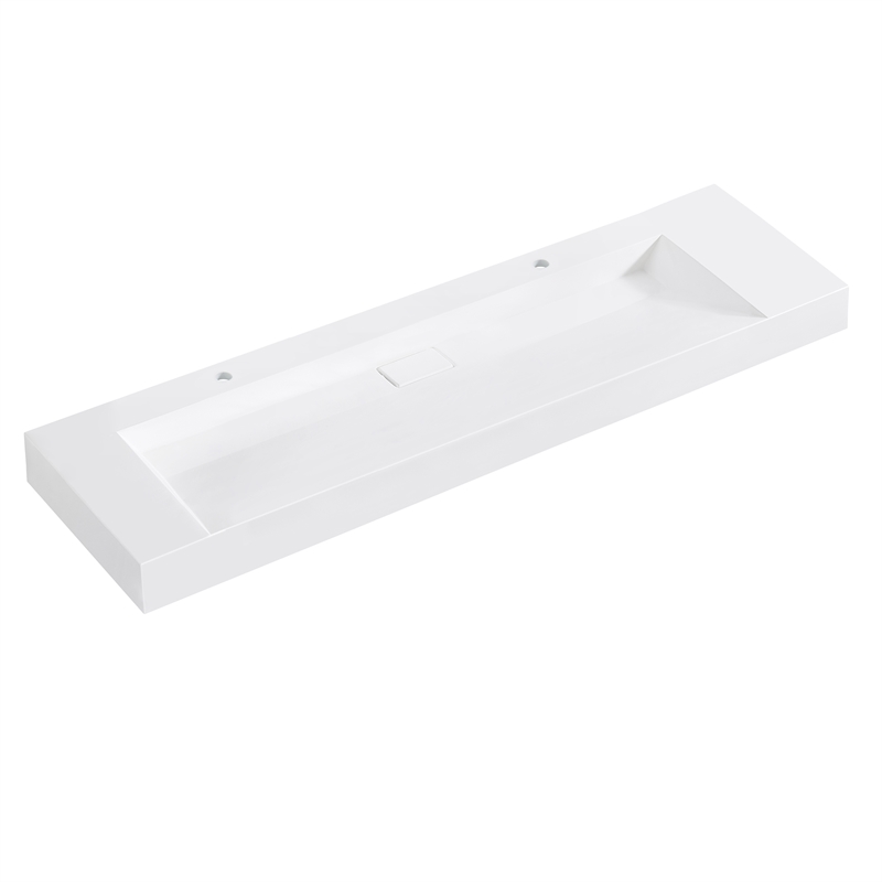 Pemberly Row 72 in Console Bathroom Sink in White Composite Granite
